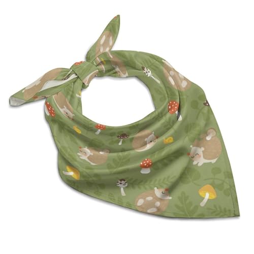 Csemeie Cute Hedgehog with Mushrooms And Leaves Bandana Hair Scarf Headband Adjustable Neckerchief for Men Women Decor