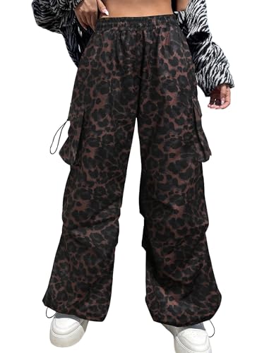 ZAFUL Parachute Pants for Women Sweatpants Y2K Contrast Pipping Cargo Trousers Jogger Pants with Pockets