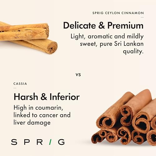 Image of Sprig Ceylon Cinnamon Sticks (Dalchini) 50g | Expensive But Authentic | Alba Grade | The World's Finest Cinnamon from Sri Lanka | Pure, Premium & Aromatic | Ideal for Baking, Biriyani, Pulao, Curries, Desserts & Beverages | Good for Weight Loss & Reducing BP | Great Taste 2026 3 Star Winner