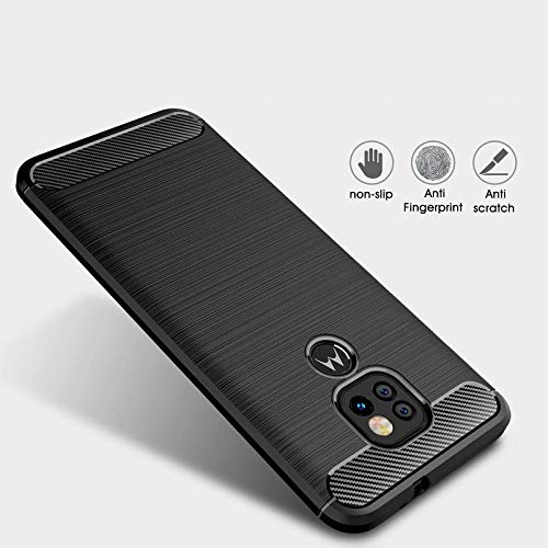 Image of NPRC Hybrid Ultra Slim Protective Case TPU Non-Slip Carbon Fiber Texture Shockproof Case Cover for Moto G9 Play - Black
