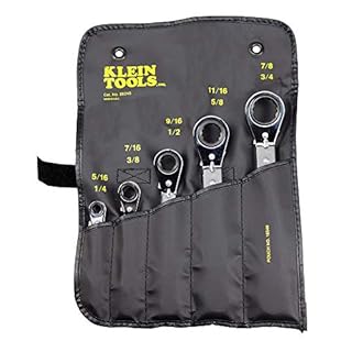 Klein Tools 68245 Reversible Ratcheting Box Wrench Set, Made in USA, 5-Piece, Black