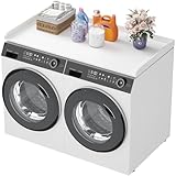Lifewit Washer Dryer Countertop, Melamine Covers with Edge Rails for The Top, Laundry Room Storage and Organization, Spice Type, Hold 200lbs, White, 54' x 27.5'