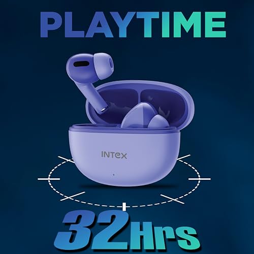 Image of Intex Buds AERO TWS Bluetooth Earbuds with AI ENC, Deep Bass, 13mm Driver, Type-C Fast Charging, 32H Playtime, Low Latency, Touch Control, Voice Assistant, Wireless Earphones (Purple)