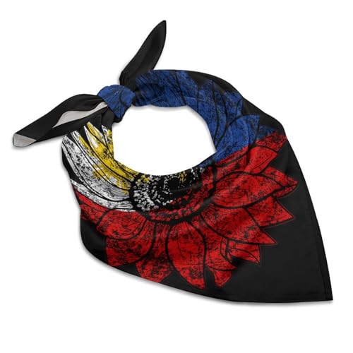 Vintage Sunflower Philippines Philippinese Flag Theme Bandanas Face Mask Square Scarf Headwear,Patriotic Pattern Large Bandanna Handkerchief Hanky 18