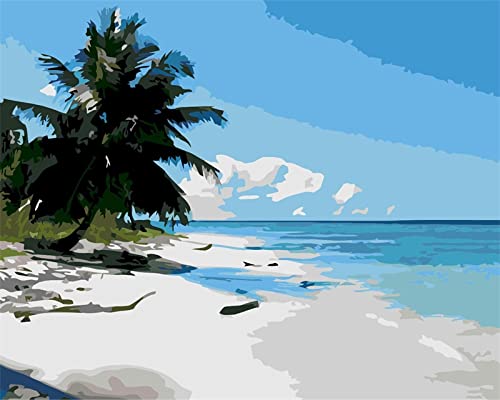 Peinture au diamant 5D plage et plantes vertes broderie strass 30x40 cm