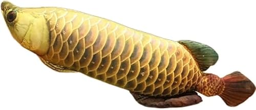 Rutexc リアルな魚型ぬいぐるみ リアル アジアアロワナ龍魚抱き枕 昼寝枕 動物 可愛い クッション おもちゃ 柔らかい 癒し 店飾り インテリア 添い寝枕 記念日 新年 子供のためのギフト ゴールデンドラゴンフィッシュ バスケットはない