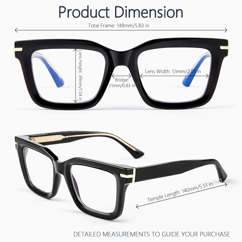 Image of Blue Light Blocking Glasses for Women Men, Square Thick Frame Anti Eyestrain & UV Glare JF6218