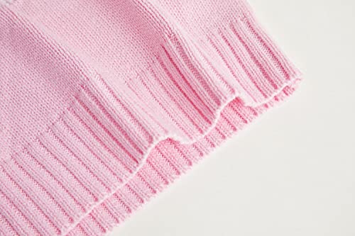 Batermoon Girls' Pullover Sweaters Long Sleeve Cute Heart Pattern Crewneck Knit Jumper Tops Pink #TOP4