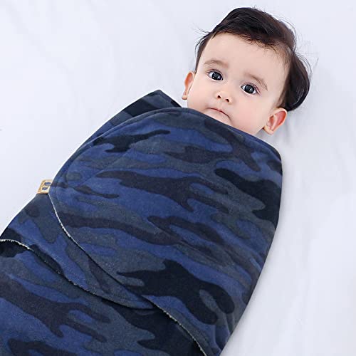 Image of BlueSnail Baby Swaddle, Soft and Comfortable, Newborn Easy Wrap Receiving Blanket, Suitable for 0-3 /3-6 Months (Dark Blue, 0-3 Months)