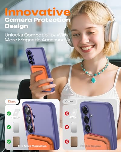 Image of TOCOL for Samsung Galaxy S26 Case, Compatible with Magsafe, Full Camera Protection, Built-in Magnetic Ring, Drop Protection, Translucent Matte Phone Case for S26 (Lavender Gray)
