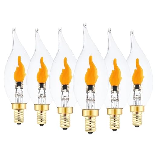 Sunaiony Flickering Flame Light Bulbs, E12 LED Flicker Candelabra Flame Effect Light Bulb for Decoration, Clear Glass CA11 Shape, 6 Pack