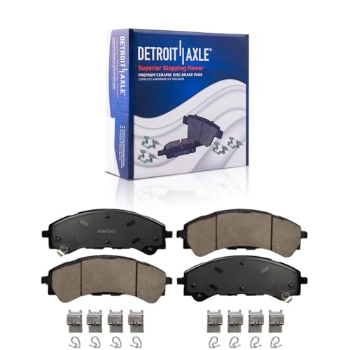 Image of Detroit Axle - Front Brake Kit for Ford 2019-2023 Ranger | 12.24 inch inch Rotors Drilled and Slotted Disc Brake Rotors Ceramic Brake Pads with Hardware 2020 2021 2022 Replacement