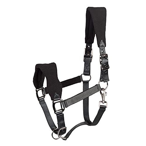 PFIFF 102962 Halfter mit Polarfleece-Polsterung, Weidehalfter Stallhalfter, Schwarz Pony