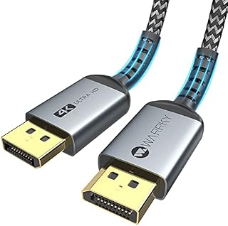 DisplayPort Cable 2m/144hz, WARRKY Display Port Lead, Support 4K@60Hz, 2K@144Hz, 2K@165Hz, G-sync, Freesync and 3D, Gold-Plated Nylon Braided DP Cable for 144Hz Monitor,Graphics Card,Laptop,PC