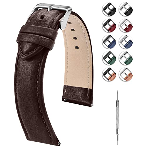 Image of Fullmosa Watch Band, Quick Release Leather Watch Strap Compatible with Samsung Galaxy Garmin for Men Women, Replacement Bands Width 12mm 14mm 16mm 18mm 19mm 20mm 21mm 22mm 24mm
