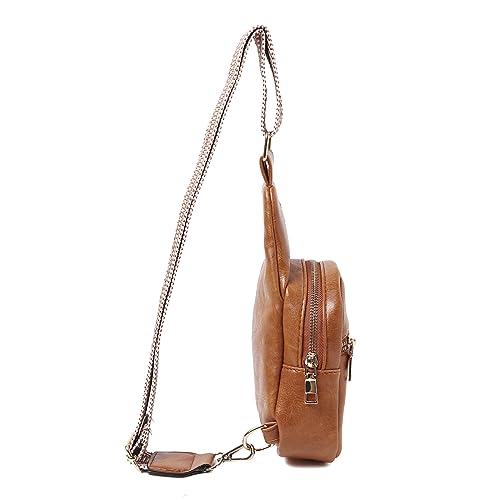 Sac à dos de poitrine mixte en cuir souple de grande capacité