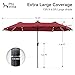 PHI VILLA 13ft Patio Umbrella with Solar-Powered 120 PCS LED Color-Changing Lights, Triple-Head Large Rectangle Umbrella Outdoor Patio for Table with Crank Lift,Red(No Base)