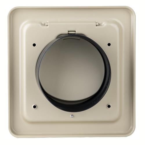 Image of NO-PEST VENT Dual Door Dryer Vent Cover 4 Inch Outdoor, Made in USA, Highest UV-Resistant Plastic, No Lint-Collecting Screen (Tan, 4 inch Metal Vent With Collar)