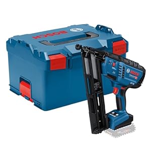 Bosch Professional 18V System accuhouttacker GNH 18V-64 MD (enkelschots/contactactiveringsmodus, geschikt voor spijkers: 32-64 mm, 15 ga (1,8 mm) en collatiehoek van 34°, zonder accu’s, in L-BOXX)