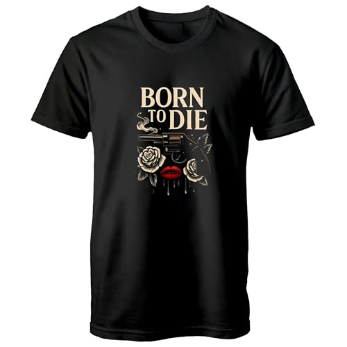 Born to Die T-Shirt - Vintage Music-Inspired Graphic Tee - Soft Cotton Statement Shirt for Fans of Retro Pop Culture (US, Alpha, Large, Regular, Regular, Black)
