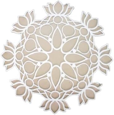 Aditri Creation DIY MDF Readymade Round Lotus Designer Rangoli Mat Easy to Use Rangoli Template Easy to Fill Wooden MDF Rangoli Boards for Indian Traditional Festival (Size:- 12 Inches Diameter)