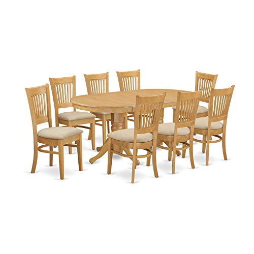 9 PC Dining room set for 8 Dining Table with Leaf and 8 Kitchen Dining Chairs