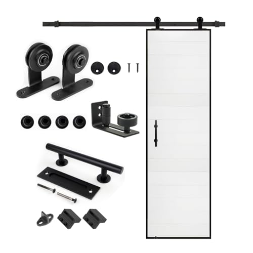 S&Z TOPHAND 20 in. x 84 in. White Lacquer Barn Door with 4FT Sliding Hardware Kit, 20-42in Stainless Steel Frame Modern Style Barn Door/Simple Assembly is Required