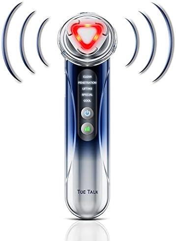 Radio Frequency Facial Machine - 5 in 1 Home Anti-Aging Skin Tightening Rejuvenation Skin Care Device, Light Therapy for Wrinkles Lifting High Frequency Face Massager with EMS