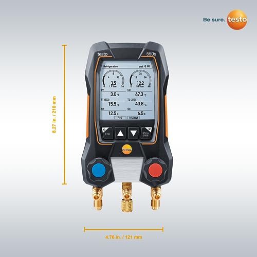 testo 550s AC Manifold Gauge Set – Manifold Gauges Hvac and Refrigeration – Incl. 2x testo 115i Pipe Clamp Thermometer - AC Recharge Kit with superheat, subcooling and Bluetooth by Testo - Image 7