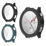 NUCNOK 2 Pezzi Cover per Xiaomi Watch S5 46mm con Vetro Temperato, Ultra Sottile Rigida PC Cover Anti-Graffio[Completa Protezioni][Antiurto], Verde + Nero