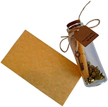 Little Jar of Big Ideas - Petite Message in a Bottle with Love Key Pendant & Gold Pebbles - Thoughtful Gift - Unique Present - Artisan Handcrafted Gift