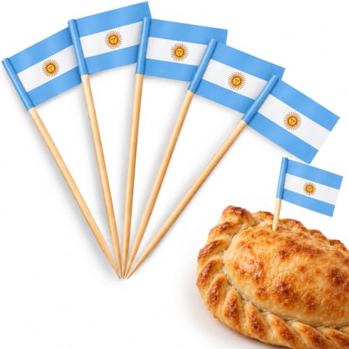 100 Palillos con Banderas de Argentina, Palillos de Madera Paises