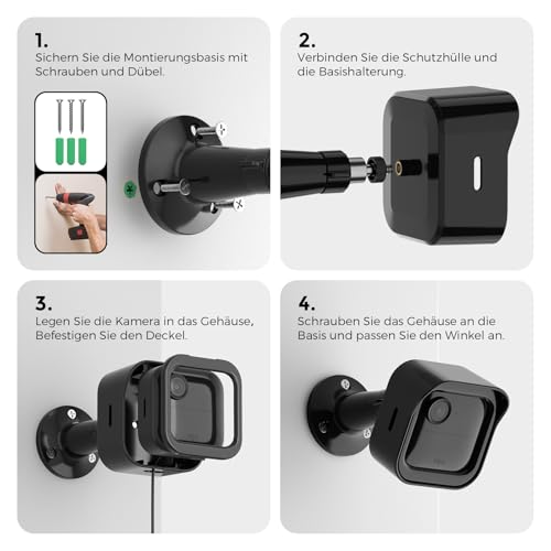 Gusfeliz Support mural d'extérieur pour 4 caméras – Support mural réglable à 360° avec étui de protection résistant aux intempéries pour caméra d'extérieur Blink et système de caméra de sécurité – vue 8