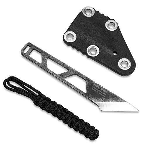 BPSKNIVES Mini Kiridashi - Skelett-Feststehendes Outdoor-Messer mit Kunststoffetui - Messer aus Kohlenstoffstahl mit Scheide