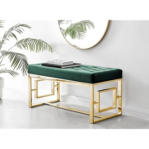 Furniturebox UK Cambridge Green Velvet Bench Cover