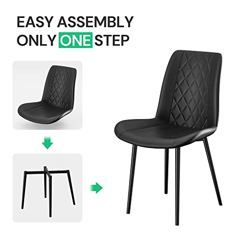Sunsgrove Dining Chairs In Faux Leather With Soft Cushion, Metal Legs Loading Up To 350Lbs Modern Kitchen Chairs For Dining, Living Room, Bedroom Side Chairs, Set Of 2 (Black) #TOP5