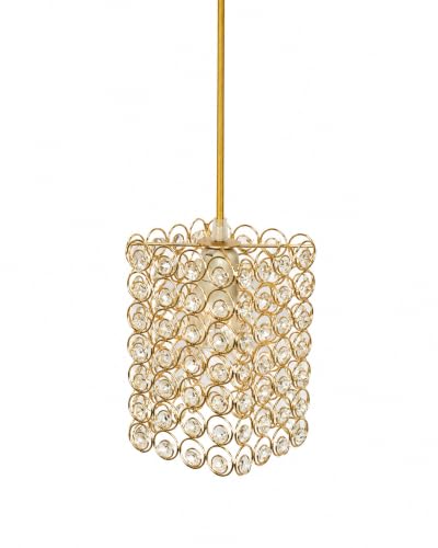 Image of Homesake Crystal Pendant Ceiling Light | Gold Metal Hanging Lamp with Crystal Ring Shade | Modern Luxury Chandelier for Living Room, Dining Room, Bedroom, Hallway & Balcony | E27 Holder