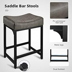 Counter Height Bar Stools Set of 2, 24 Inch Stools for Kitchen Counter with Soft Cushion Bar Stools and Barstools Steel Frame, Counter Height Stools for Kitchen Island Bar Support 350lbs Grey Counter Height Bar Stools Set of 2 24 Inch Stools for Kitchen Counter with Soft Cushion Bar Stools and Barstools Steel Frame Counter Height Stools for Kitchen Island Bar Support 350lbs Grey