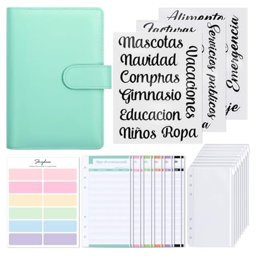 SKYDUE Agenda Ahorro Dinero Español, Organizador de Dinero, Libreta de Ahorro, Sistema de Sobres Para Ahorrar Dinero (Verde)