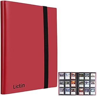 – Lictin Trading Cards Album - 396 Side Loading Pocket with Elastic Strap, Card Binder Album Folder Card Collection Binder 22 Pages,18 Pockets Each Page(Red)