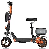 Ruitoo Electric Scooter with Seat, Adult Kick Scrooter with 10' Off Road Tires & Full Suspension, Foldable E Scooter with 1000W Motor Up to 31 MPH & 35 Miles Range, Come with Front Bag & Rear Box