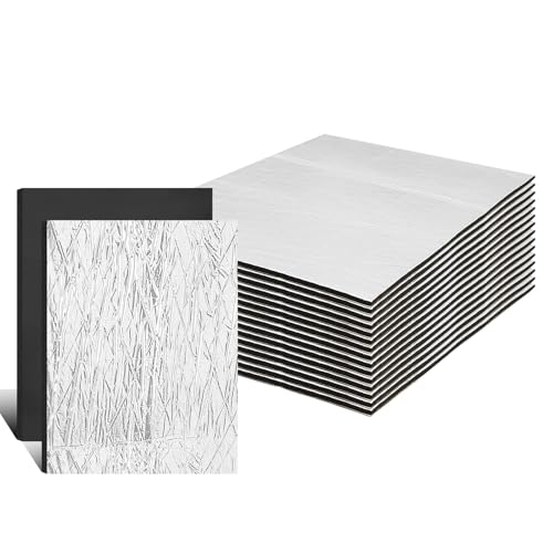 394Mil 19.37sqft Sound Deadener for Cars - Aluminum Foil & Heat Shield Mat Insulation Closed Cell Foam Material for Car Interior/Hood/Door 10MM