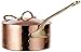 DEMMEX 1.2mm Thick Hammered Uncoated Copper Saucepan with Lid & Helper Handle, Food-Safe Tin Lined (1.7-Quart)