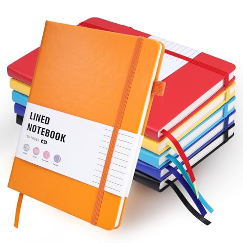 Notebooks A5 de tapa dura con líneas en pack de 6 libretas de colores