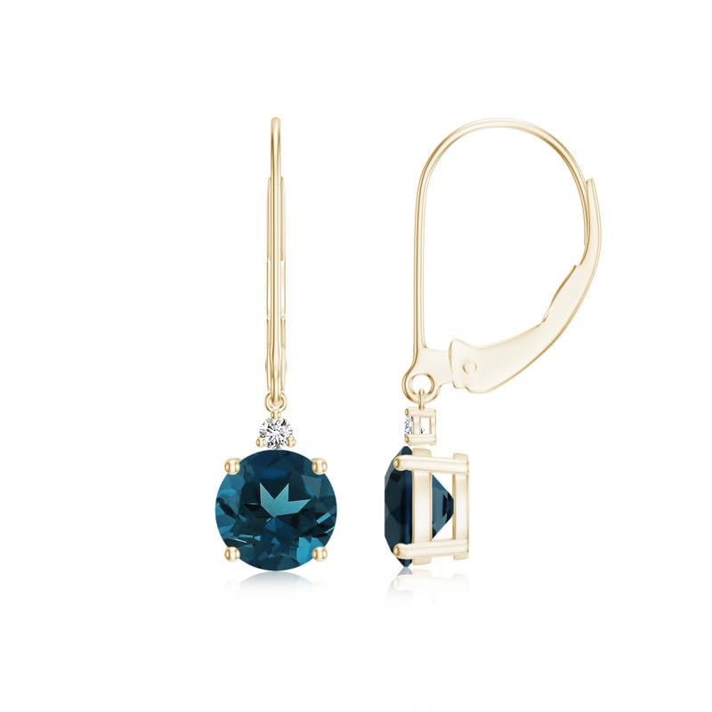 Image of Goldhartz 2 Ct. Natural Amethyst 6 mm Leverback Earrings for Women in 14k Gold Micron Plated 925 Sterling Silver, January Birthstone Dangle Earrings Jewelry for Her