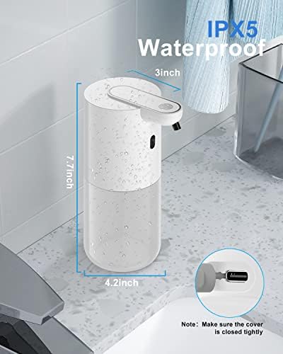 Automatic Soap Dispenser, 400 ML Rechargeable Non-Touch Foam Soap Dispenser with 4 Adjustable Foam Quantity, Electric Soap Dispenser for Wall Mounting with Infrared Motion Sensor - Automatic Cleaning