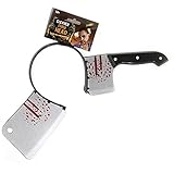 Sweenaly Knife Headband Bloody Cleaver Headband Bloody Horror Props Funny accessory Halloween Cosplay（Kitchen Knife）