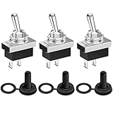 ROMINVIC Kippschalter KN3D-101 Ein/Aus(On/Off)，2 Anschlussstift 12 VDC 25 A mit wasserdichter Kappe 3 Stück