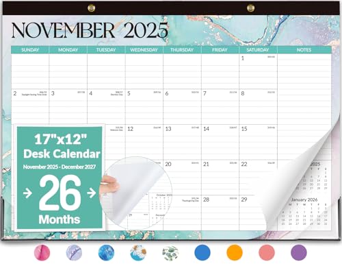 Forvencer Desk Calendar 2026, 26 Months Calendar Runs from November