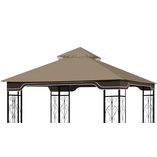 OIPUNSHLE 10x12 Gazebo Canopy Replacement for 10 x 12 Regency II Patio Gazebo Model L-GZ798PST A101004104 A101004105 (Khaki)